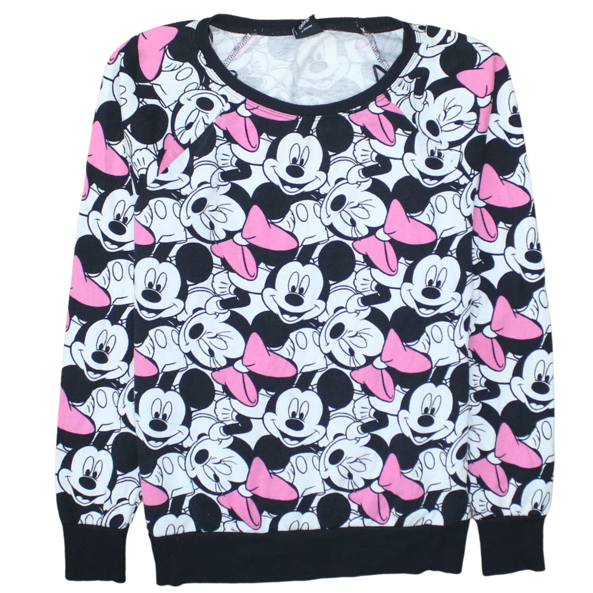 Front view of Disney at George Women Black Pink Mickey & Minnie Sweatshirt UK 12