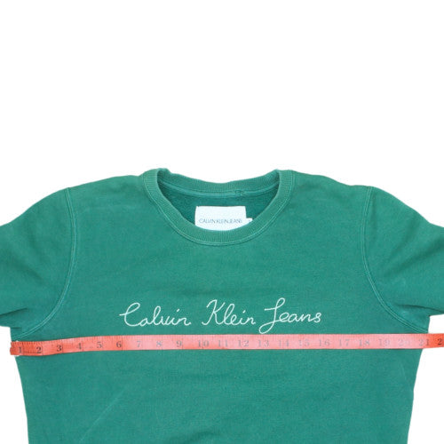 Calvin Klein Jeans Women's Green Cotton Crew Neck Sweatshirt Size S
