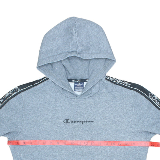 Champion Men's Grey Small Pullover Logo Hoodie - Regular Fit