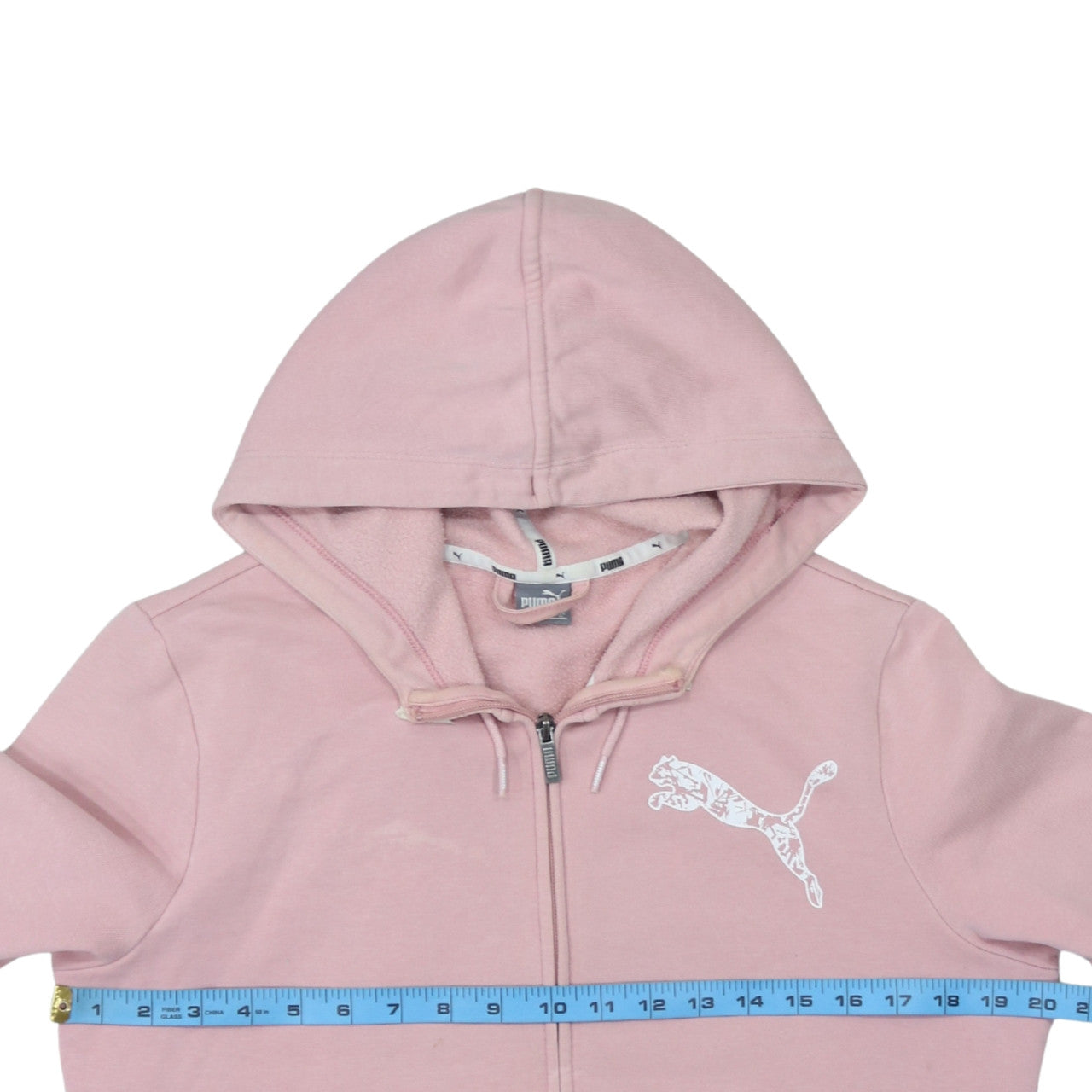 Puma Womens Pink Full Zip Hoodie XL - Soft Fleece Lined Sweatshirt