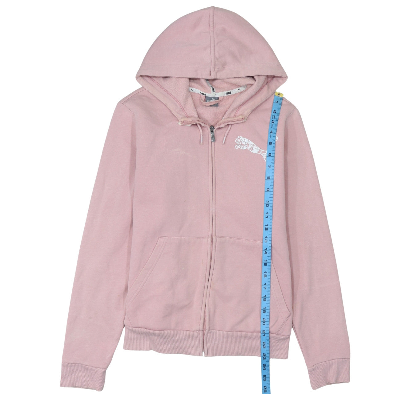 Puma Womens Pink Full Zip Hoodie XL - Soft Fleece Lined Sweatshirt