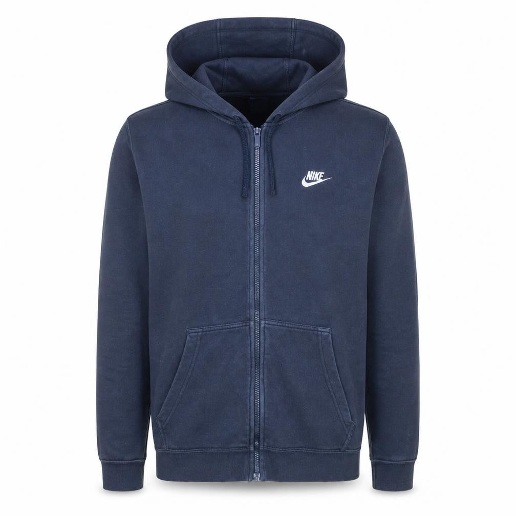 Front view of Nike Men's Blue Full Zip Hoodie Fleece Sweatshirt, size M