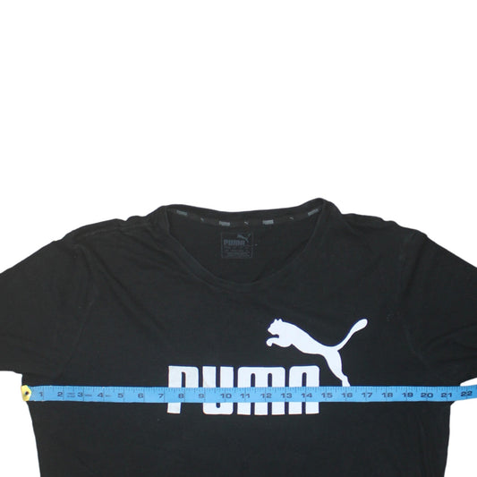 Puma Men Black Medium Graphic Logo Short Sleeve T-Shirt