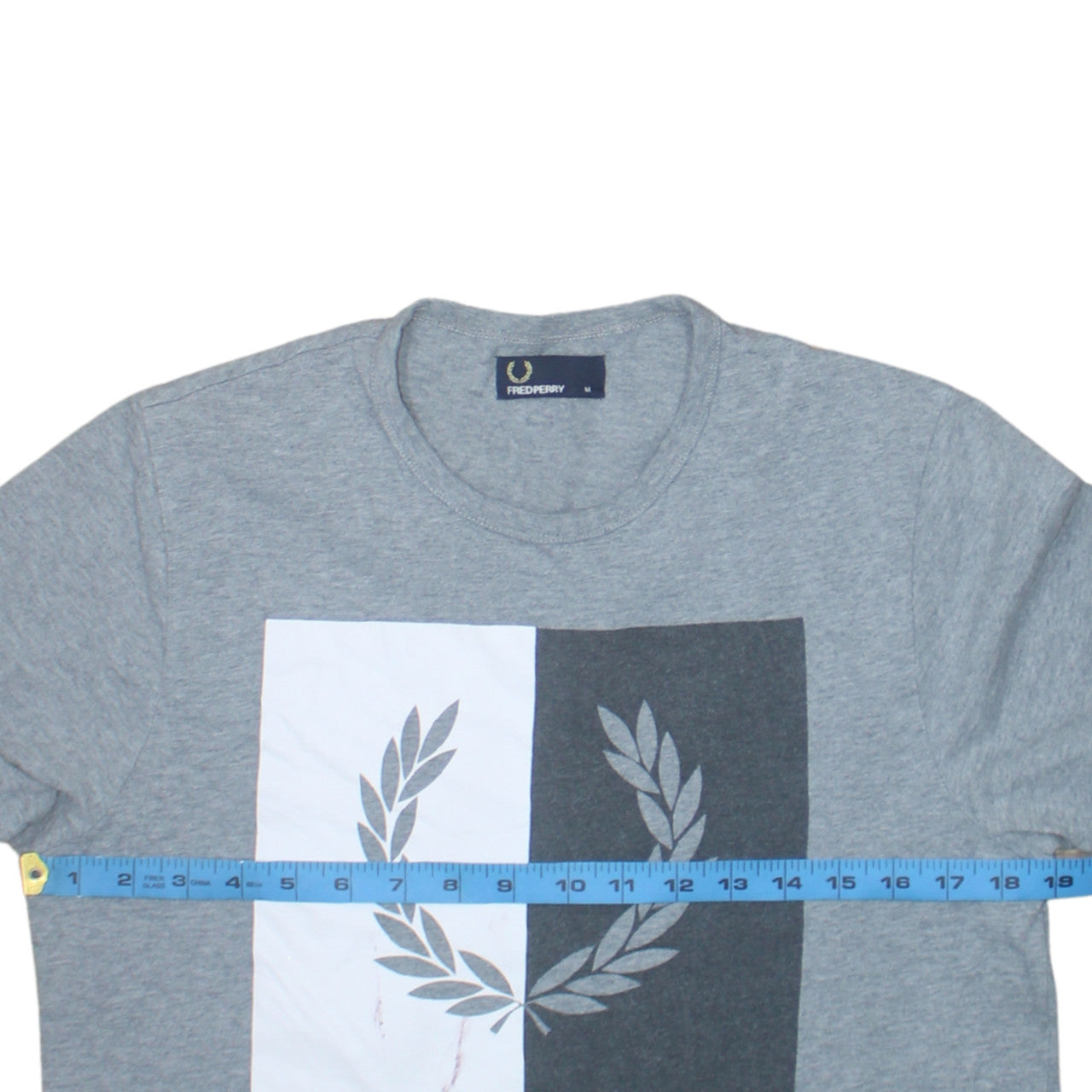 Fred Perry Men's Grey Graphic Logo T-Shirt Size M