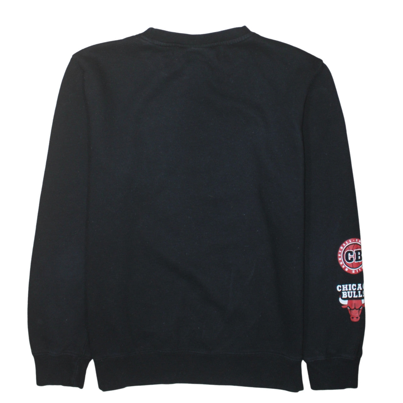 NBA Mens Black Chicago Bulls Pullover Sweatshirt Size L