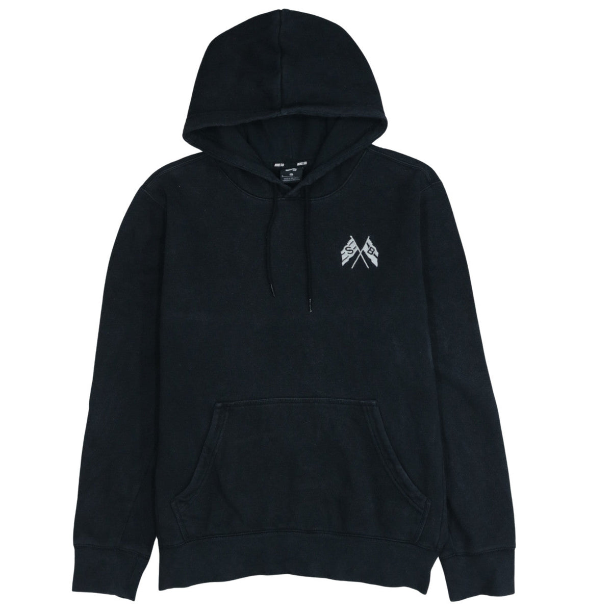 Brand and care label for Nike SB Men's Black Pullover Hoodie M Logo Skateboarding Fleece