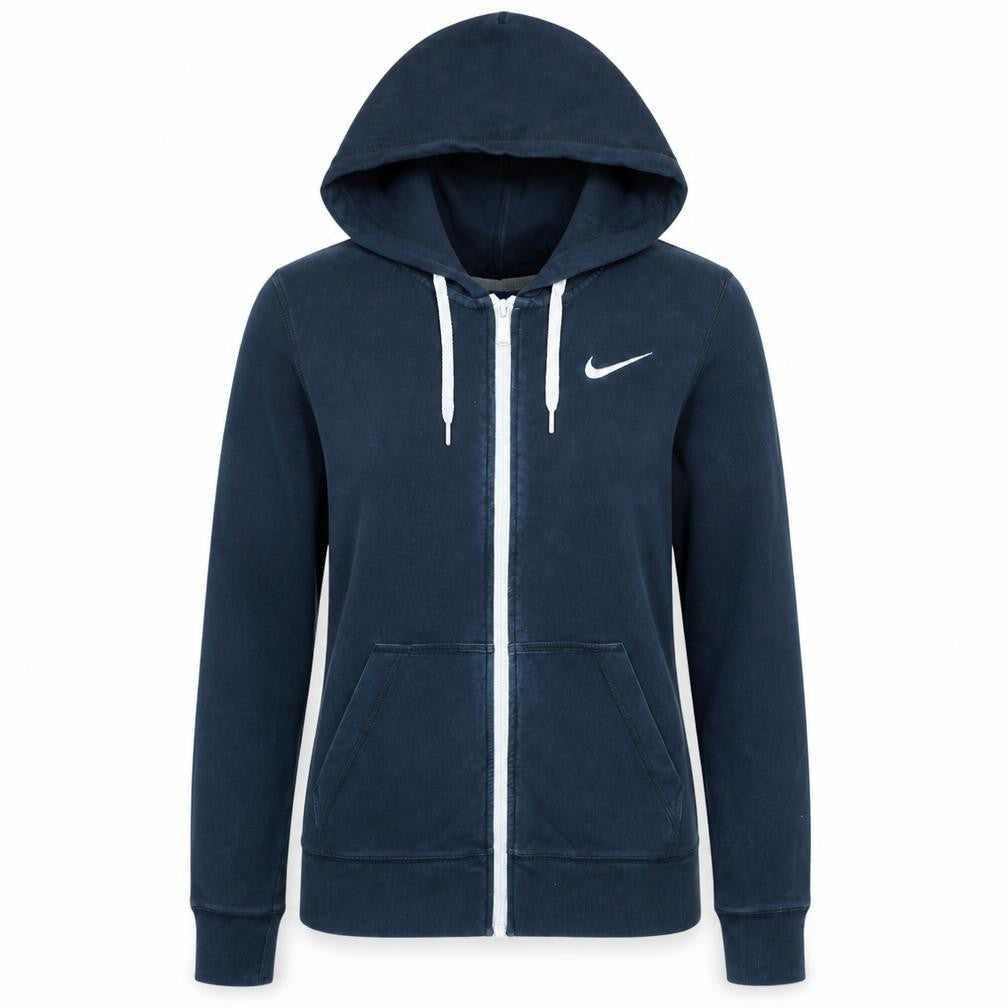 Front view of Nike Women's Black Full Zip Hoodie, size S, Lightweight Fleece
