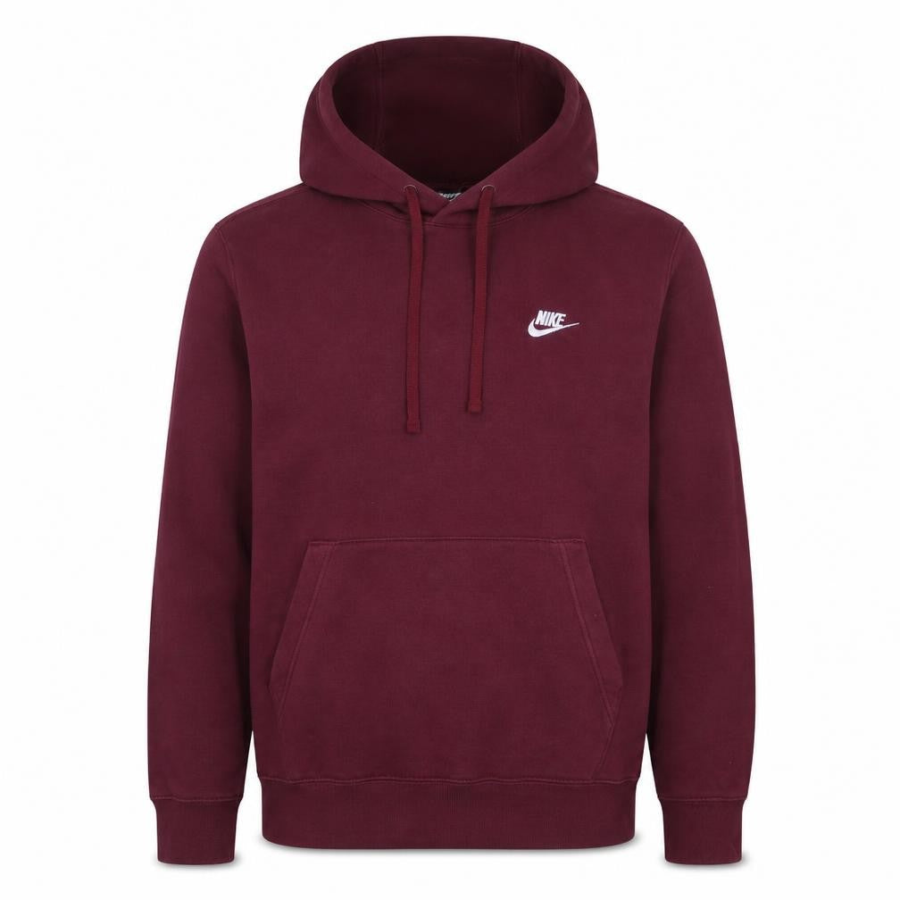 Front view of Nike Men's Red Pullover Hoodie Sweatshirt, size S, Regular Fit