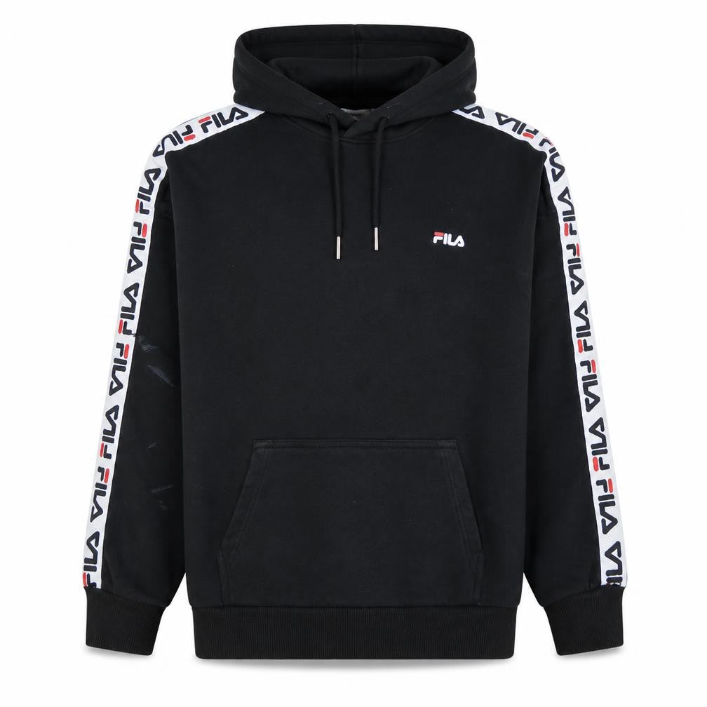 Fila Men's Black Pullover Hoodie with Logo Trim Size S