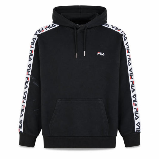 Fila Men's Black Pullover Hoodie with Logo Trim Size S
