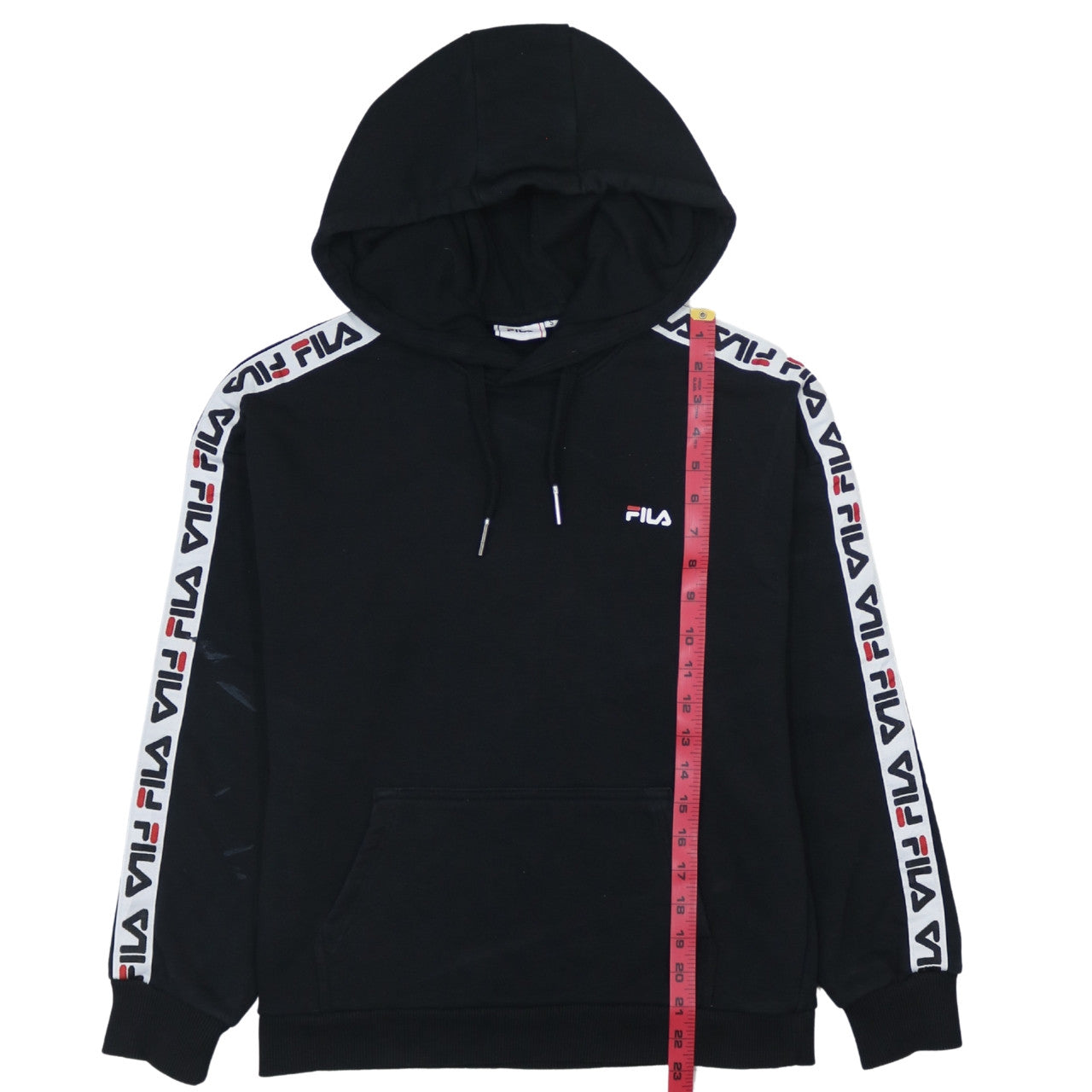Fila Men's Black Pullover Hoodie with Logo Trim Size S