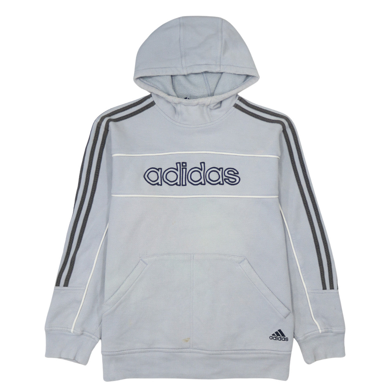 Adidas Men Grey Pullover Hoodie Medium Logo Sports Style