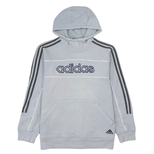 Adidas Men Grey Pullover Hoodie Medium Logo Sports Style