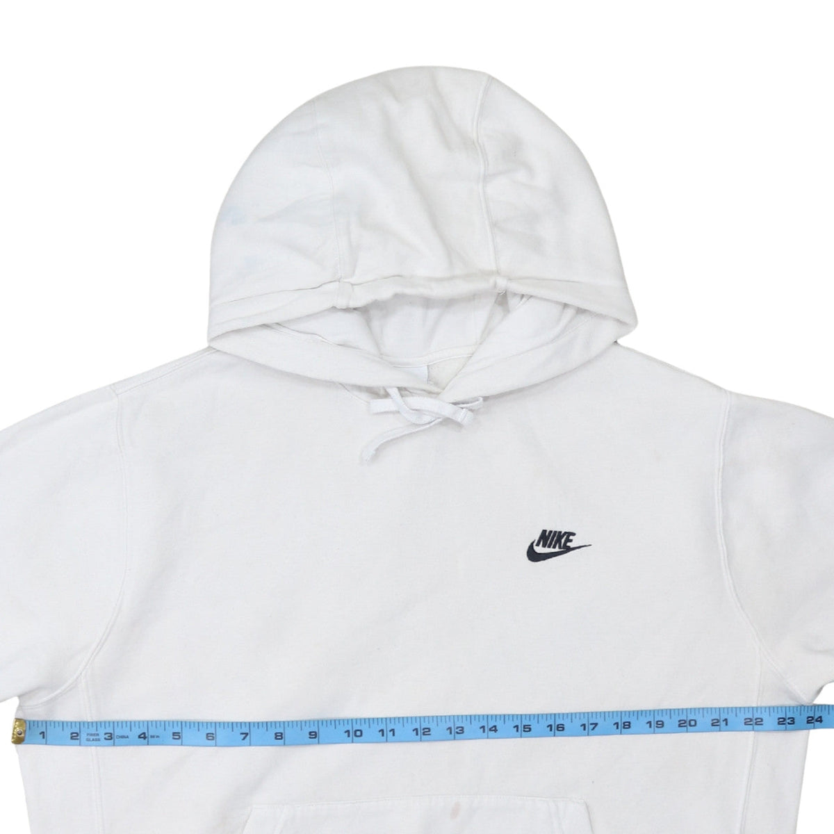 Back view of Nike Men’s White Pullover Hoodie M Sports Fleece Sweatshirt