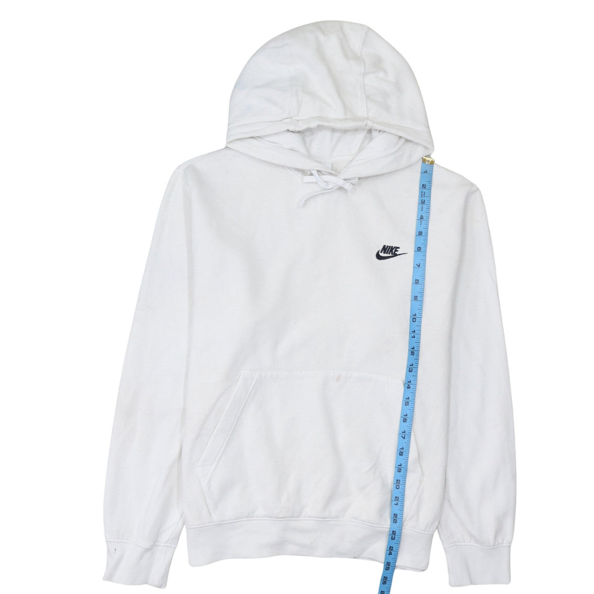Close-up detail of Nike Men’s White Pullover Hoodie M Sports Fleece Sweatshirt
