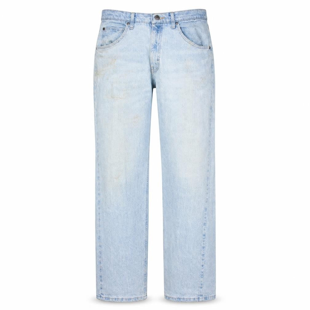 Front view of Wrangler Men's Blue 32x34 Straight Leg Light Wash Denim Jeans