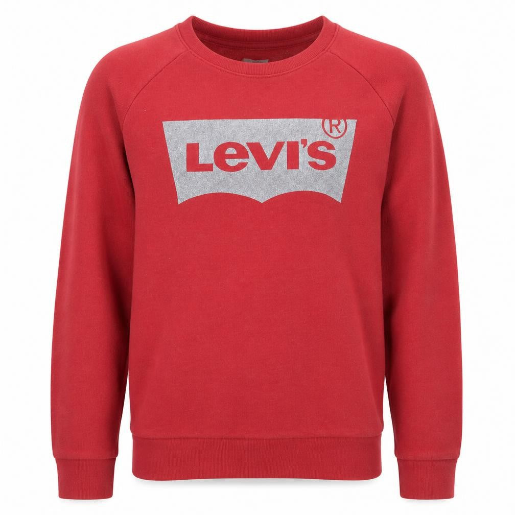 Front view of Levi's Men's Red Crew Neck Logo Sweatshirt, size S, Regular Fit