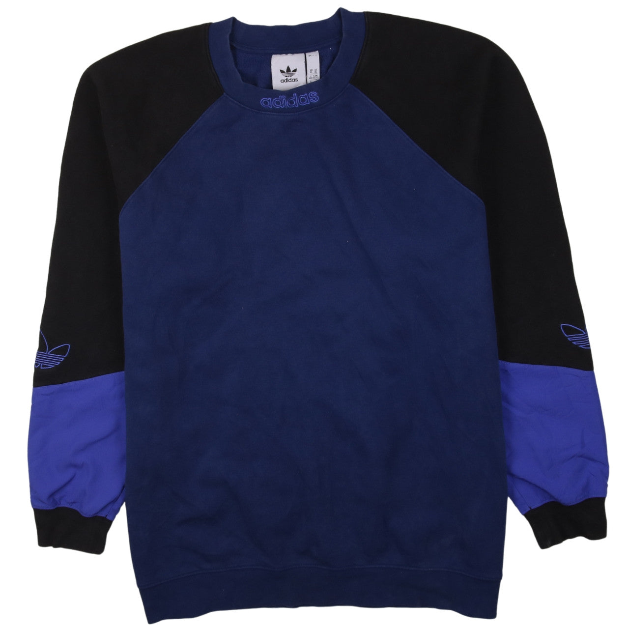 Adidas Men's Blue Black XL Pullover Sweatshirt Crew Neck Fleece