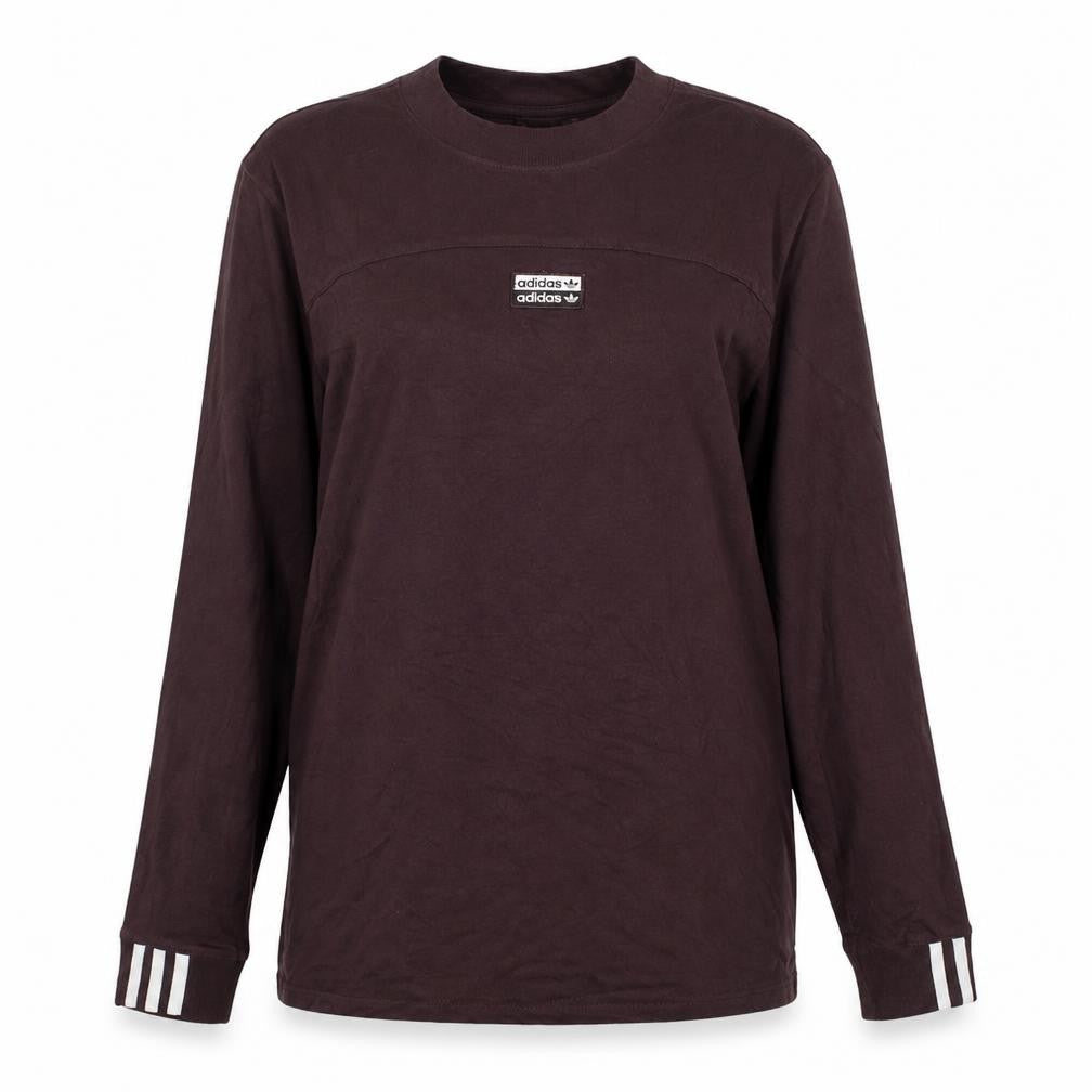 Front view of Adidas Brown Long Sleeve women’s, size UK 10, cotton crew neck active top