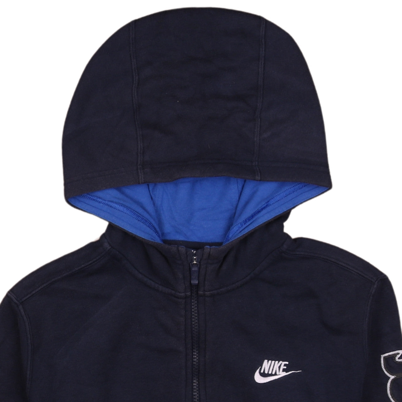 Nike Boys Navy Blue Full Zip Hoodie 12-13 Years Fleece Lined Just Do It Logo