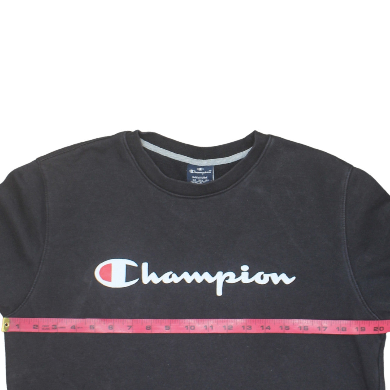 Champion Men's Black Crew Neck Logo Sweatshirt Medium