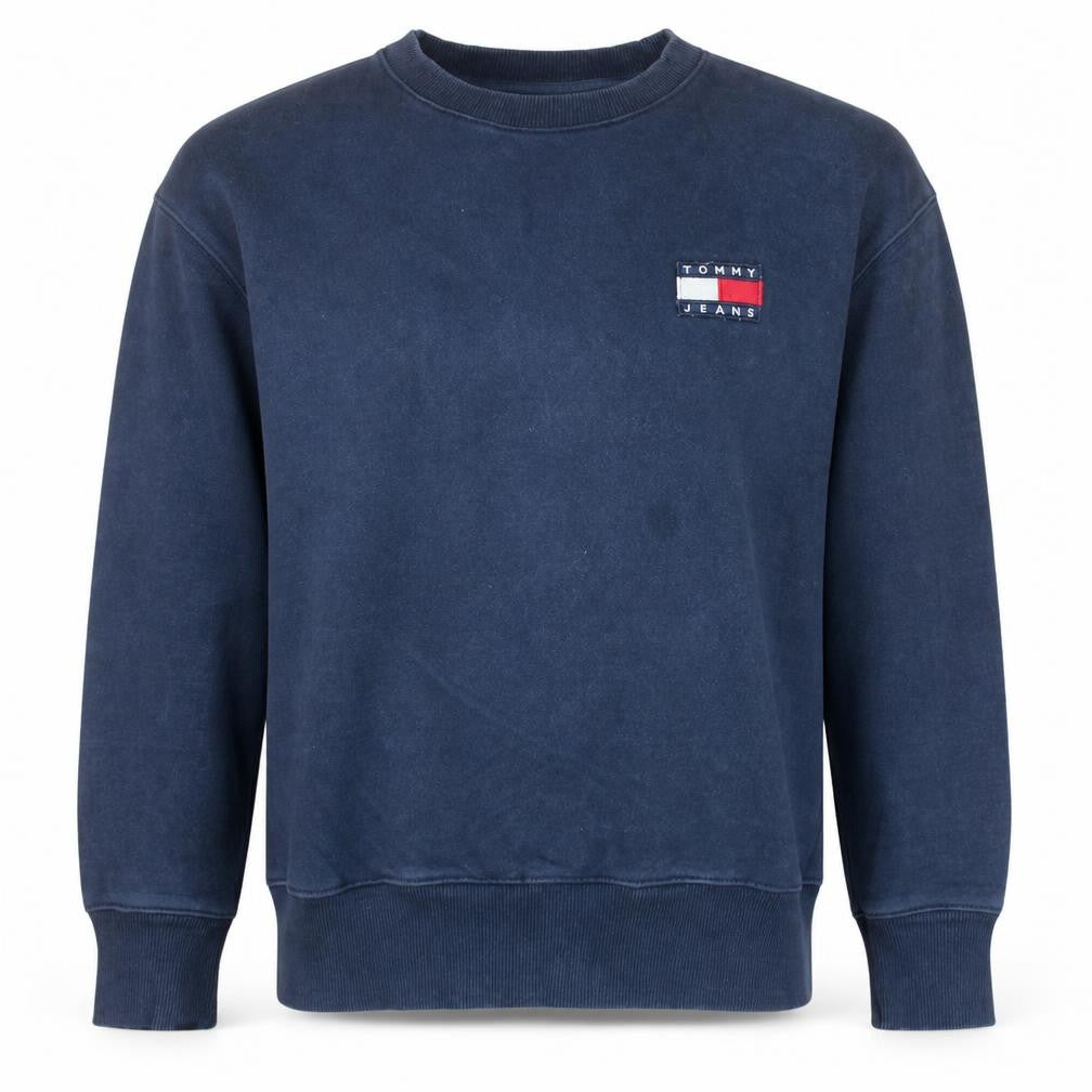 Front view of Tommy Jeans Men’s Blue XS Pullover Sweatshirt with Logo