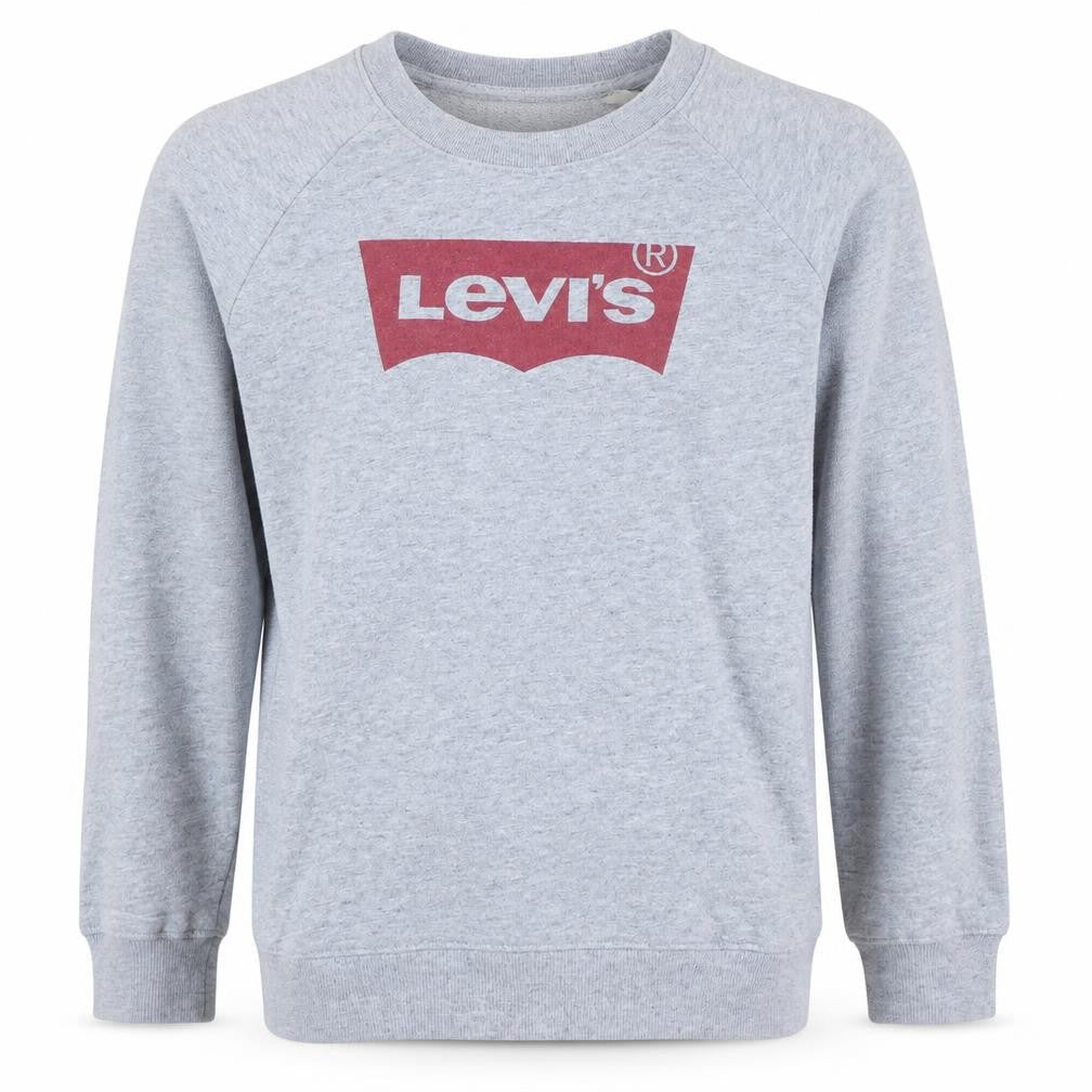 Front view of Levi's Men's Grey Crew Neck Logo Pullover Sweatshirt, size S