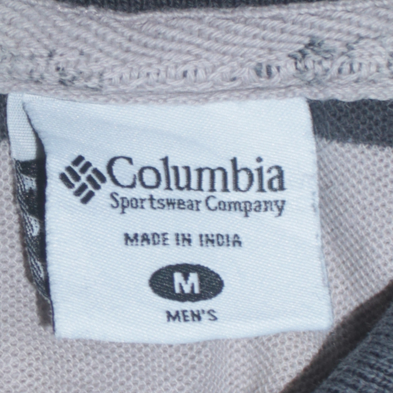 Columbia Men's Beige Striped Long Sleeve Polo Shirt Size M