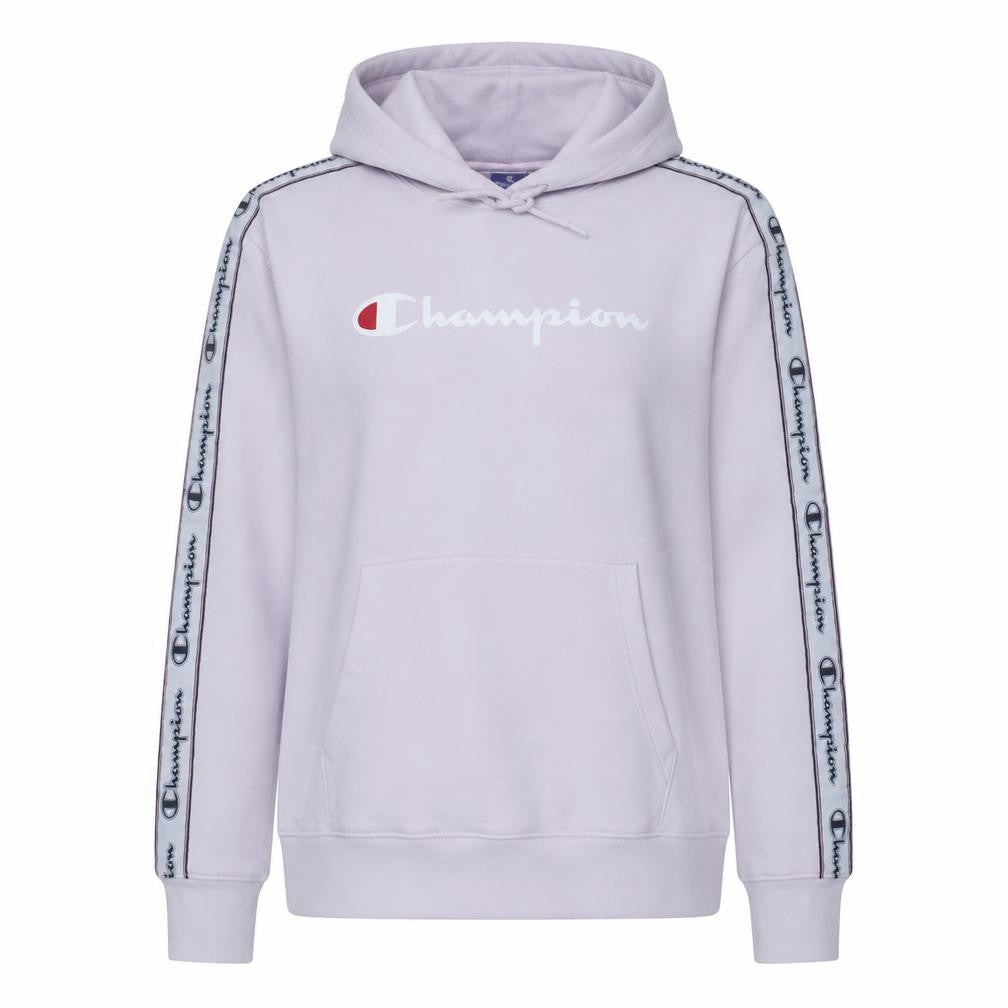 Champion Womens Light Pink Pullover Hoodie Large Cotton Logo Trim