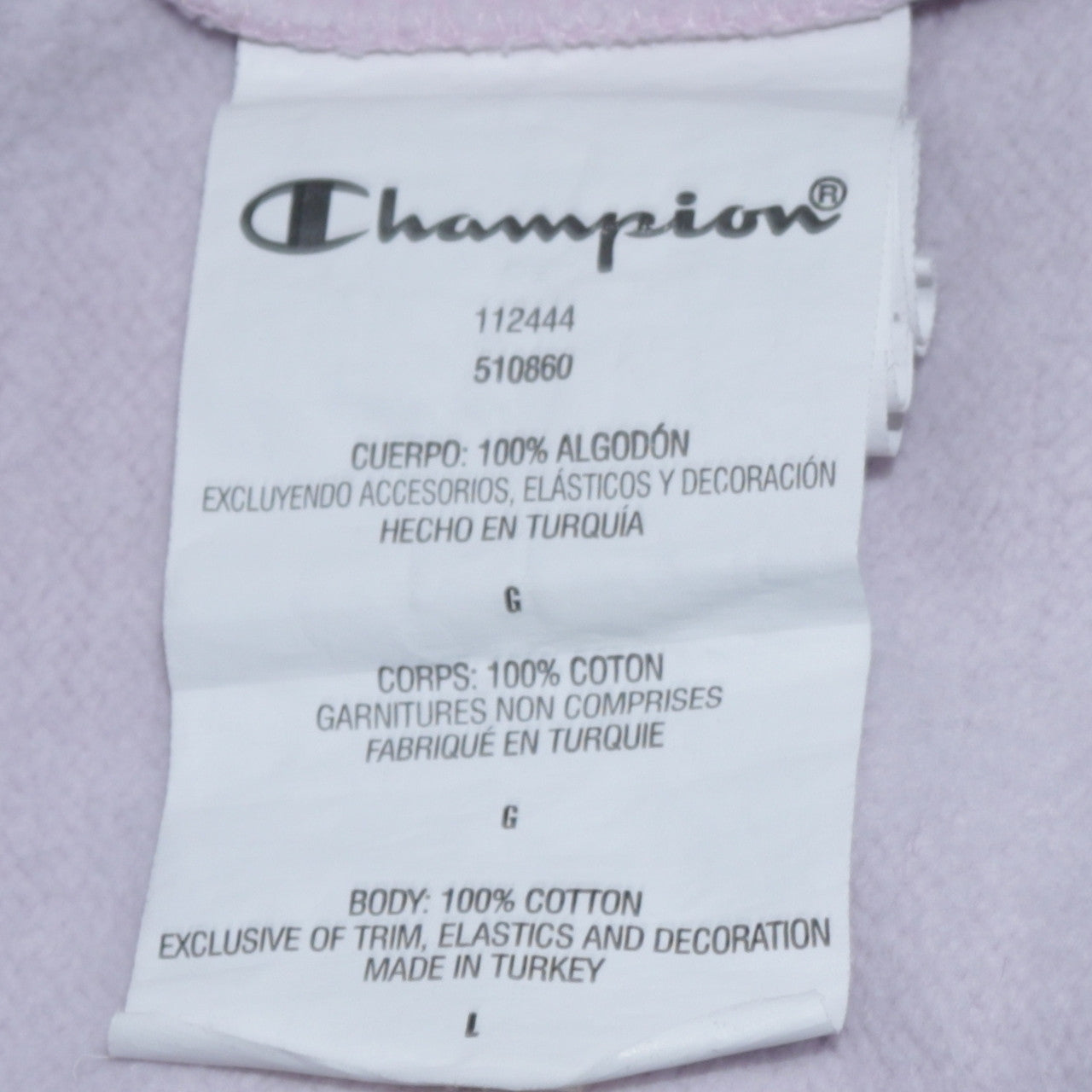 Champion Womens Light Pink Pullover Hoodie Large Cotton Logo Trim