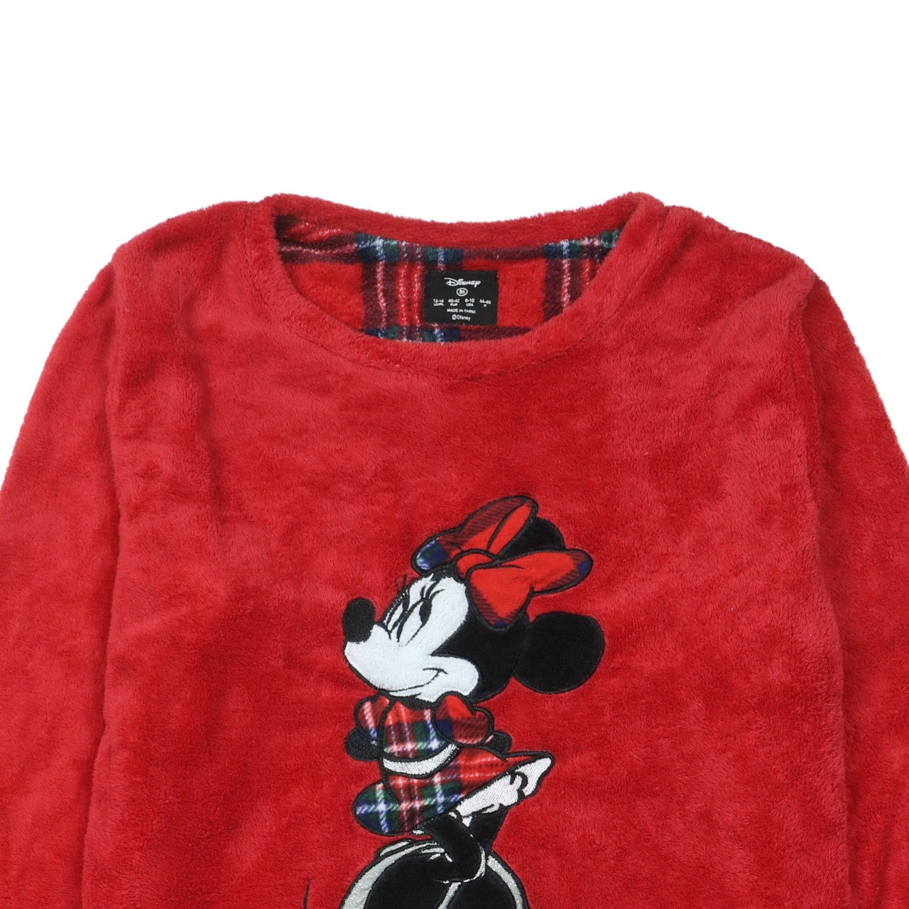 Disney Women Red Fleece Minnie Mouse Pyjama Top Size 12-14