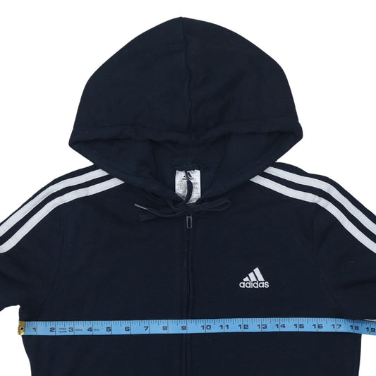 Adidas Womens Navy Full Zip Hoodie Size S 8-10 Hooded Sweatshirt