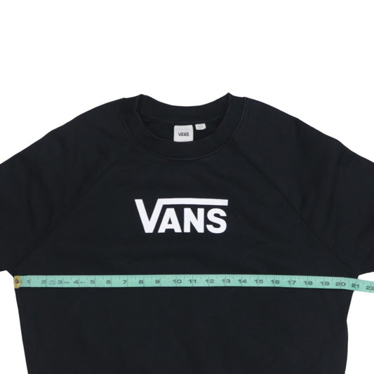 Vans Womens Black Crew Neck Sweatshirt Size S Logo Cotton Pullover
