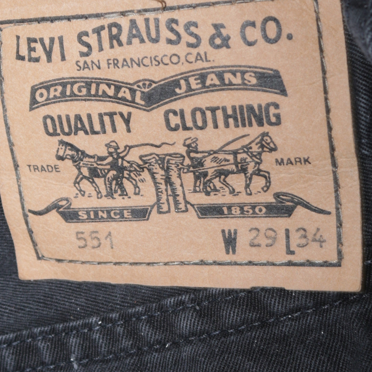 Levi's 551 Men's Black Denim Straight Jeans 29W 34L Regular Fit