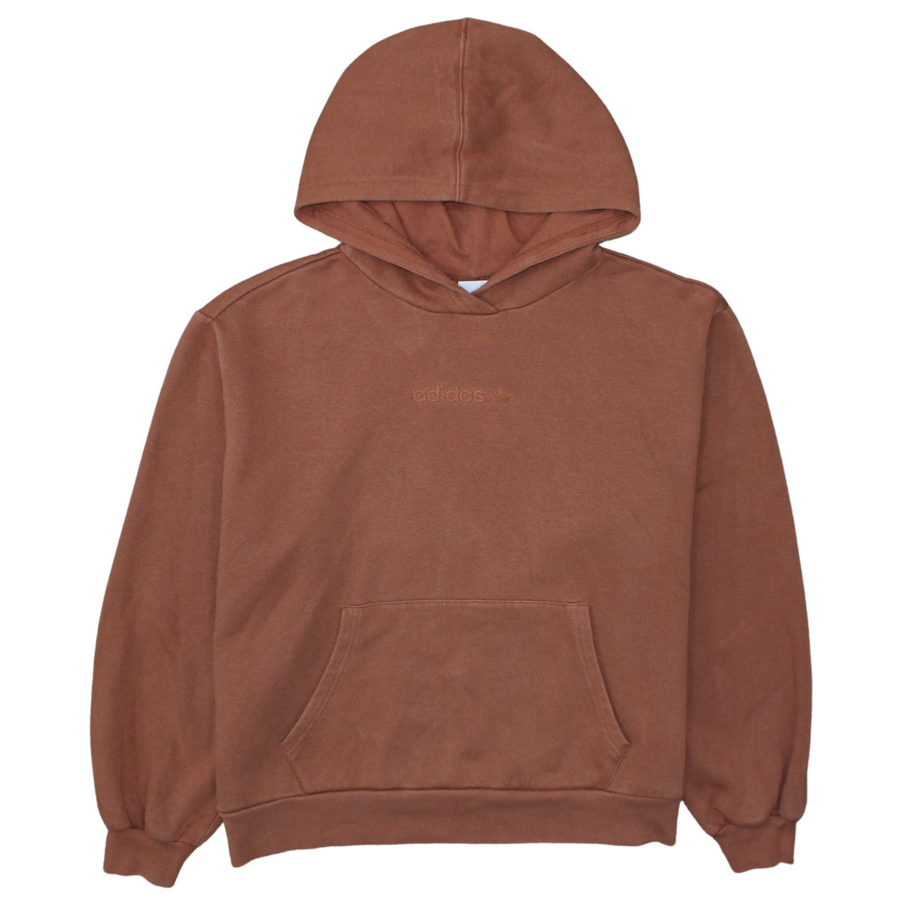 Adidas Women Brown Pullover Hoodie Size 14 Embroidered Logo Casual