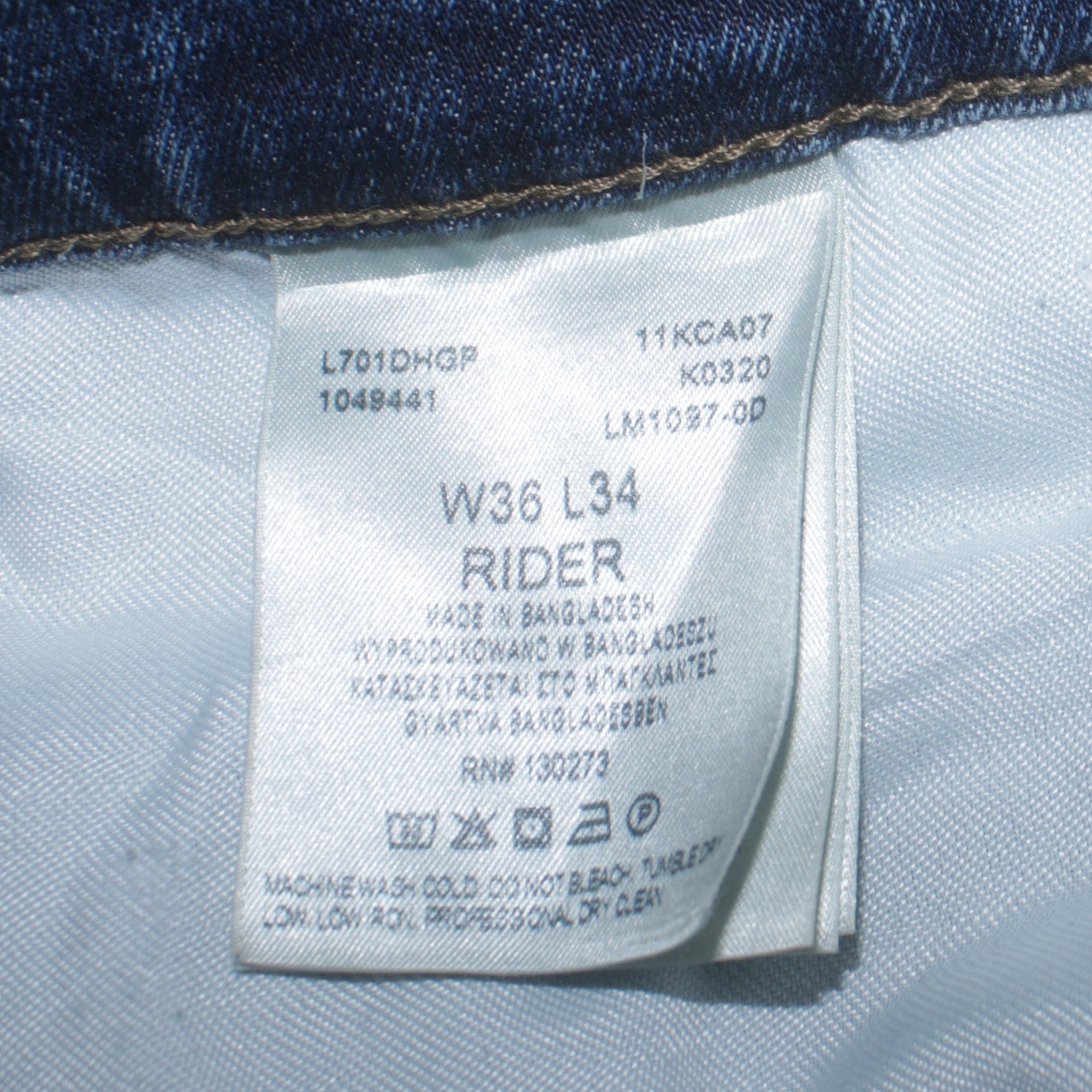 Lee Men's Blue Rider Straight Leg Jeans W36 L34 Regular Fit