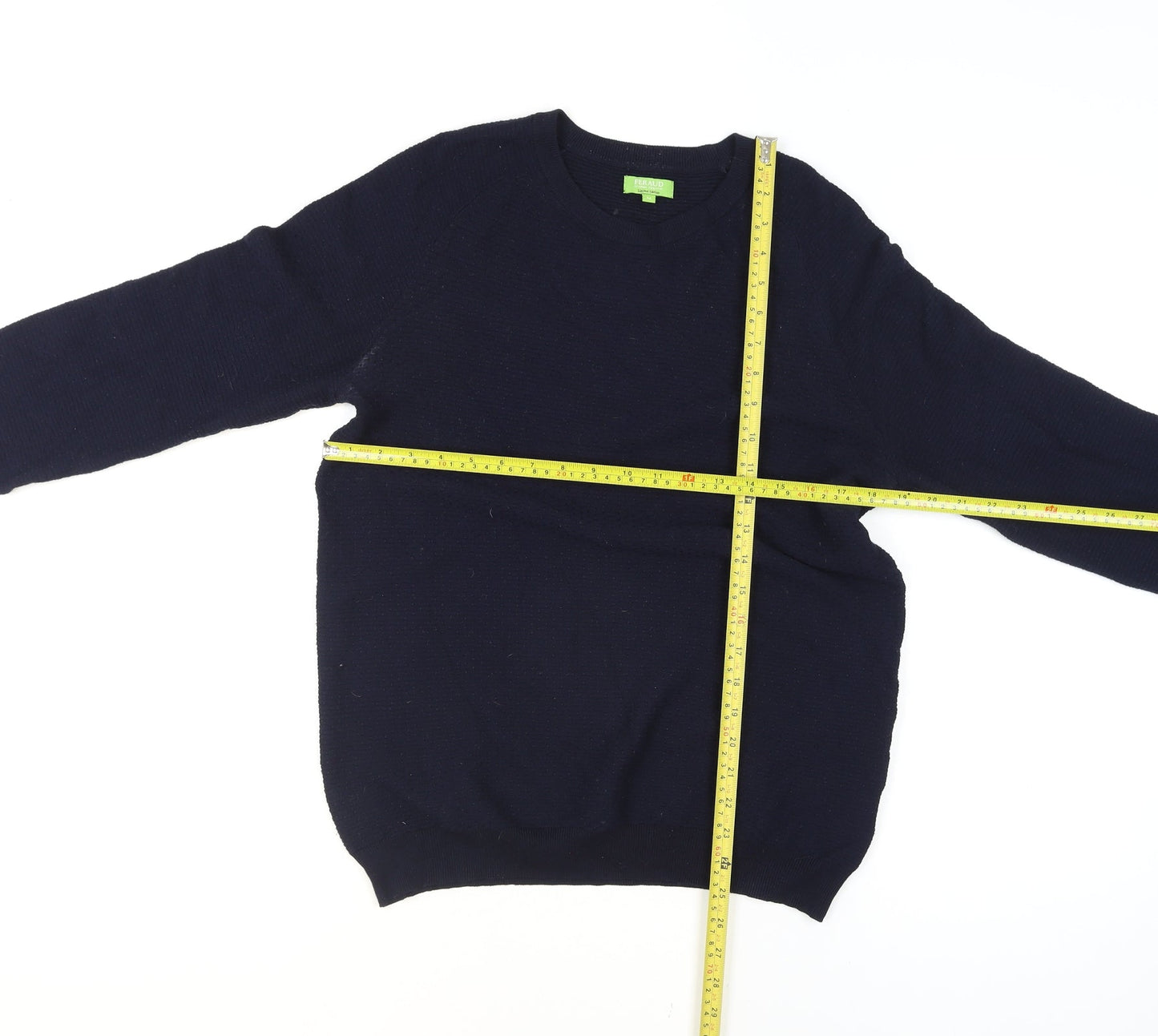 Feraud Men's Blue Knit Crew Neck Pullover Jumper Size M