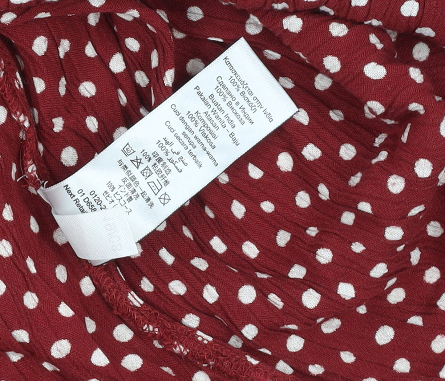 Next Women’s Red Polka Dot Smocked Puff Sleeve Fit & Flare Midi Dress Size 12