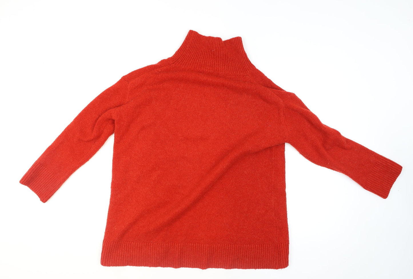 ZARA Men's Red Roll Neck Wool Knit Jumper Size S