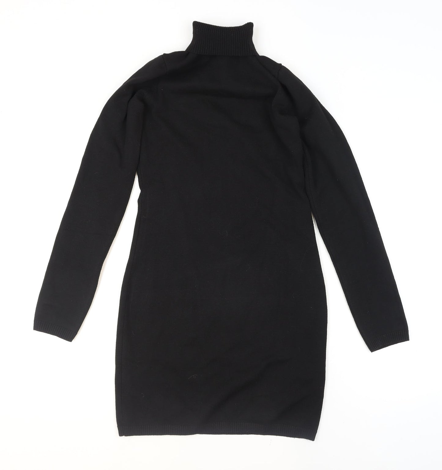 Bershka Women’s Black Roll Neck Long Sleeve Tunic Jumper Size 14