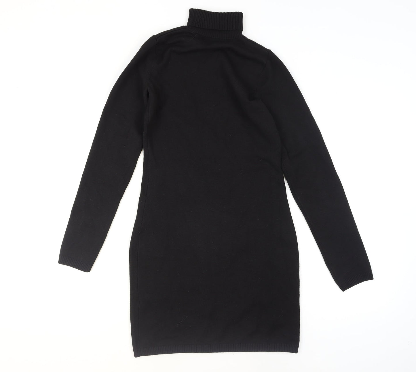 Bershka Women’s Black Roll Neck Long Sleeve Tunic Jumper Size 14