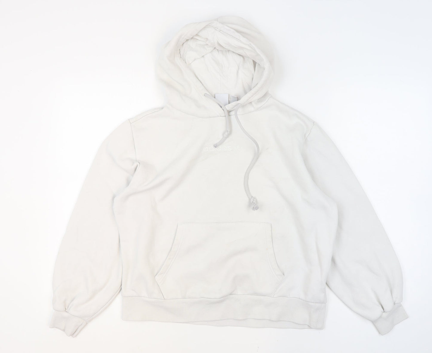 Adidas Women Beige Hooded Pullover Sweatshirt Size 12 Cotton Blend