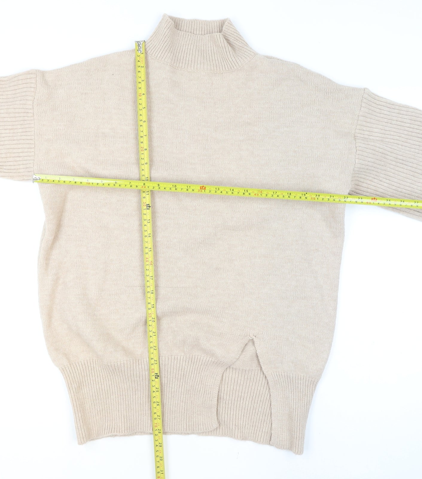 MISSPAP Women’s Beige Mock Neck Knit Pullover Jumper S