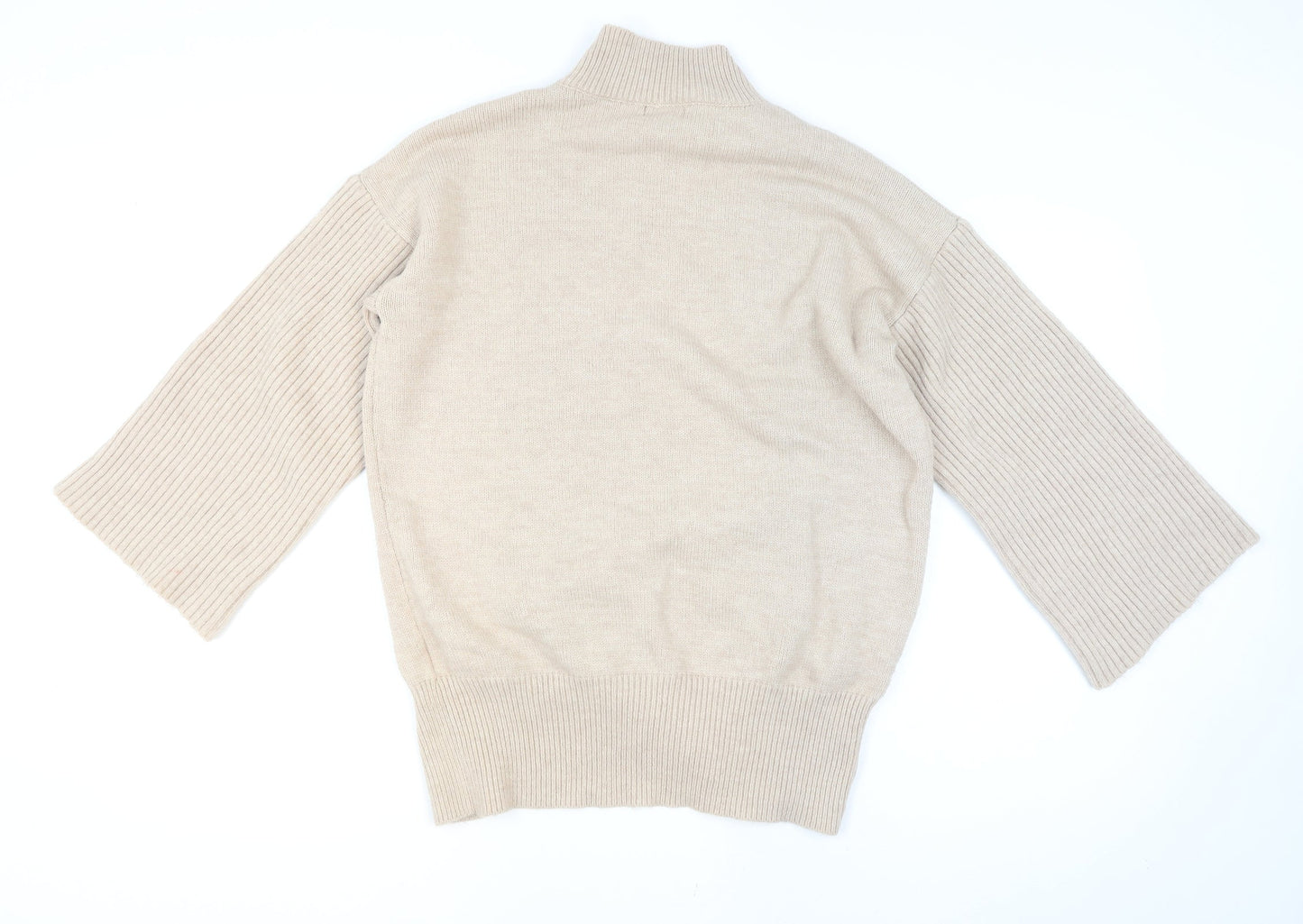 MISSPAP Women’s Beige Mock Neck Knit Pullover Jumper S