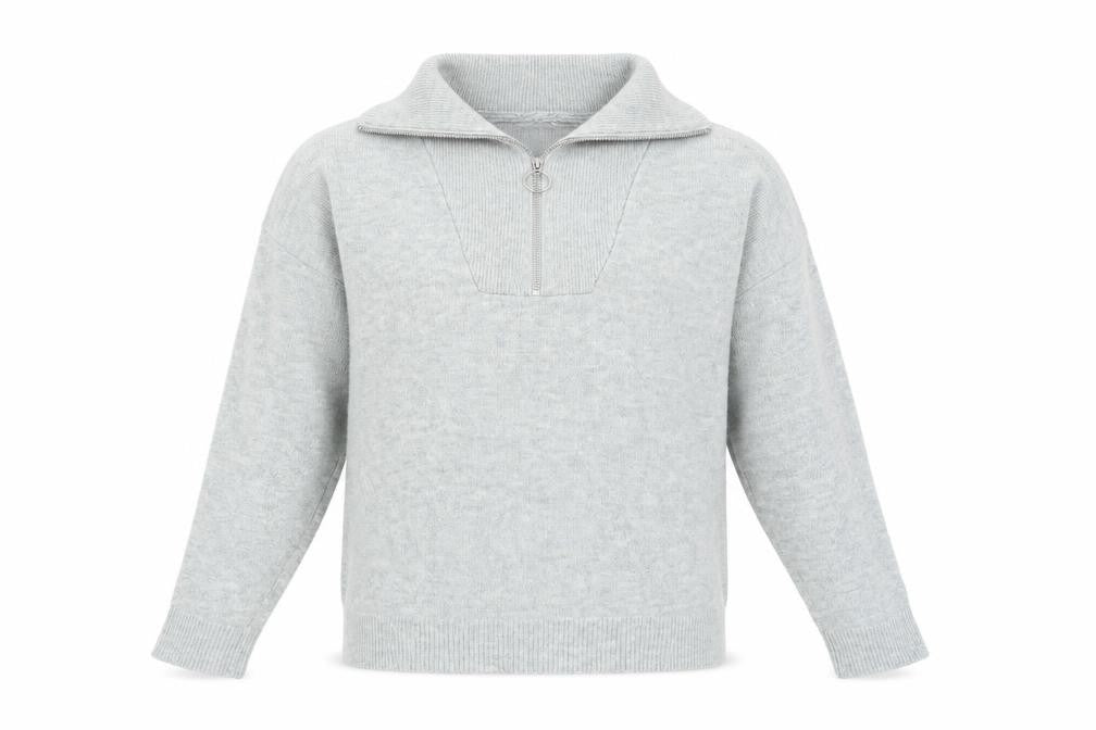 Golddigga Women’s Grey 1/2 Zip High Neck Knit Jumper Size 12
