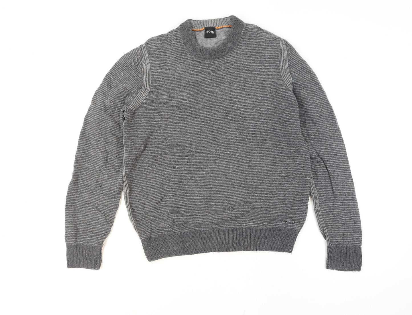 Hugo Boss Men's Grey Wool Crew Neck Pullover Jumper Size M
