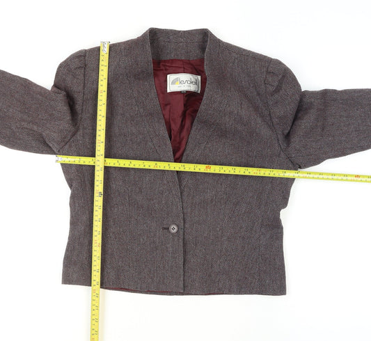 Le Soleil Women Brown Tweed Single-Breasted Blazer Size 12 Wool Blend