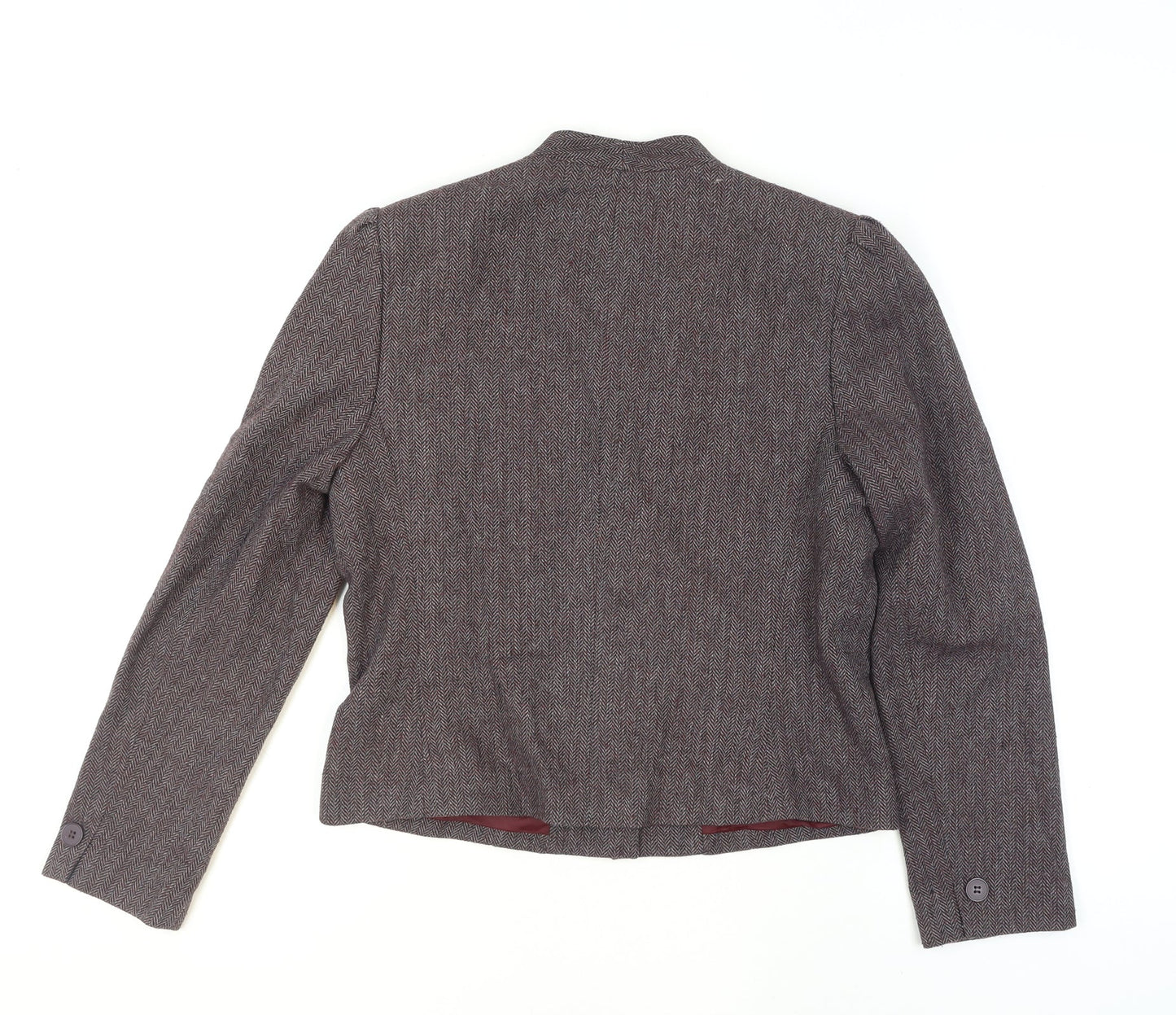 Le Soleil Women Brown Tweed Single-Breasted Blazer Size 12 Wool Blend