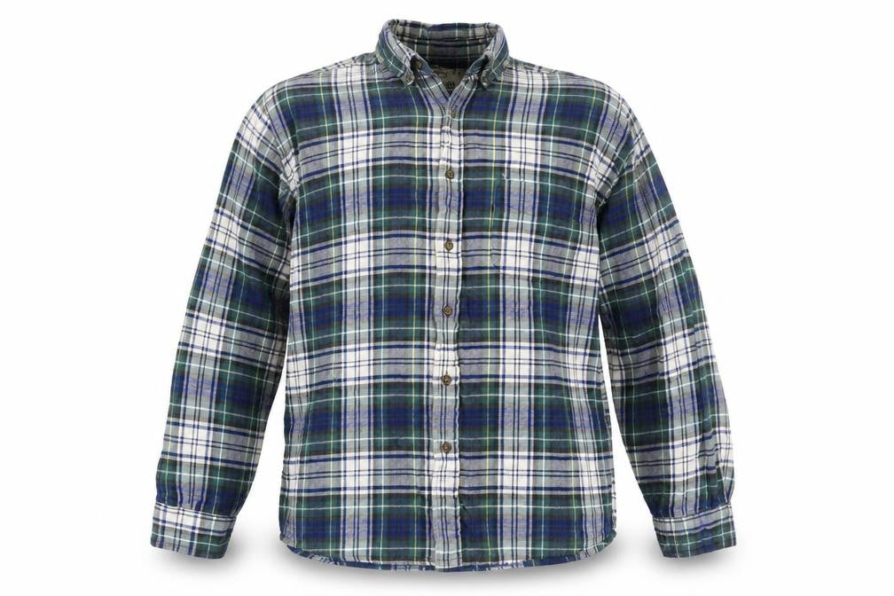 American Eagle Men’s Blue Plaid Flannel Button-Up Shirt L
