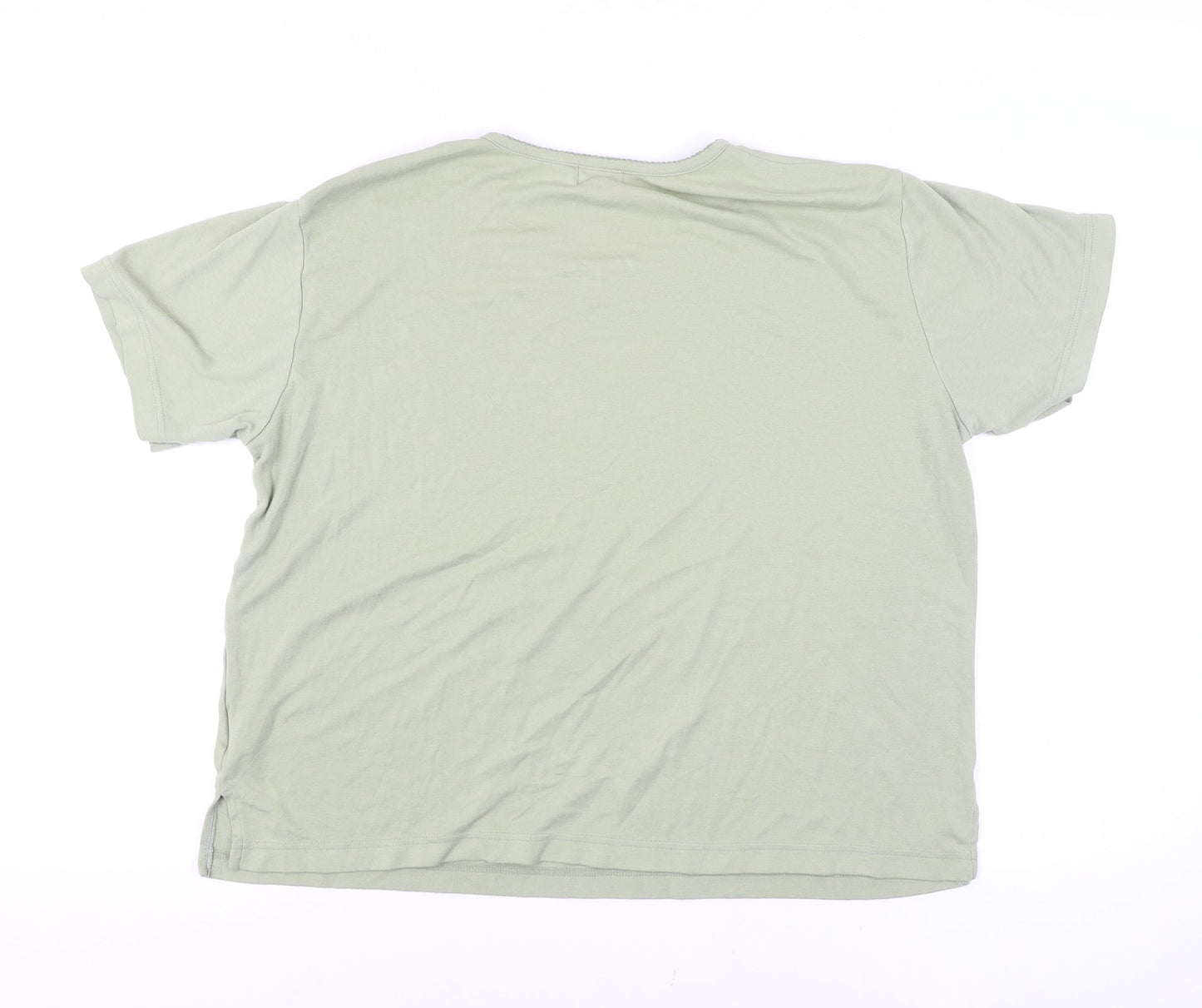 Bonmarché Women’s Green Embroidered V-Neck Cotton T-Shirt Size L